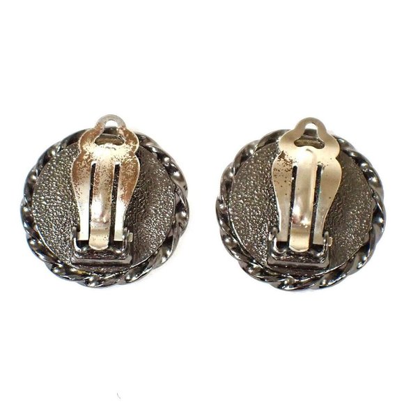 CHANEL Mademoiselle Round Earrings 05P Clip-On Silver-plated France ACC - Picture 4 of 8
